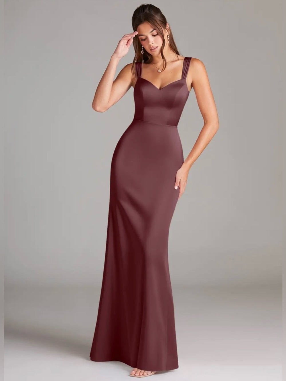 NWT Azazie Denice size 8 sangria maroon bridesmaid dress wedding prom formal